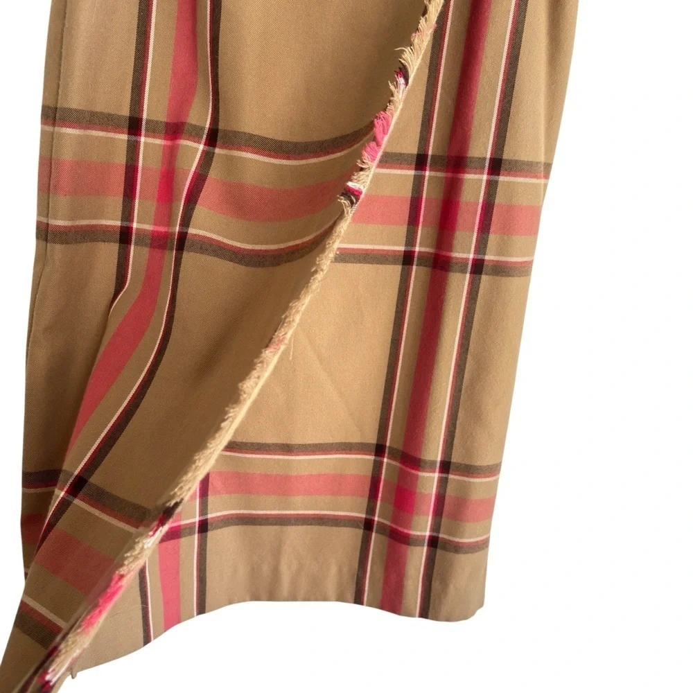 Vintage Evan-Picone Maxi Skirt Womens Size 6 Plaid Faux Wrap Fringe Fully Line